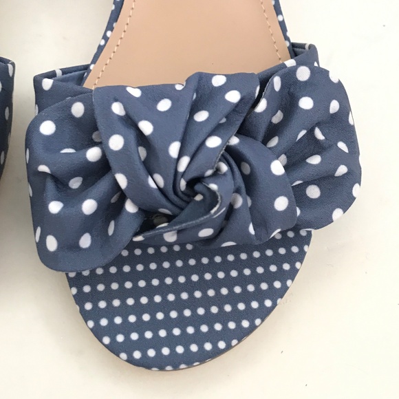 JUSTFAB Polka Dot Sandals Block Heel Dress Sandals Blue White Etna Size 8.5 NEW - Picture 5 of 16